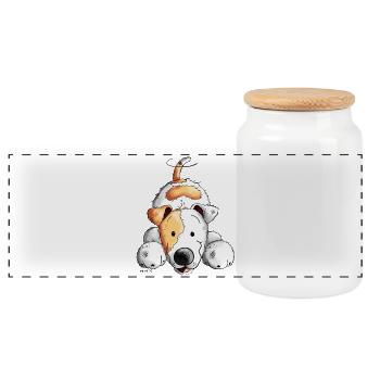 Süßer Jack Russell - Panorama Keksdose mit Holzdeckel - Weiß - Vorne