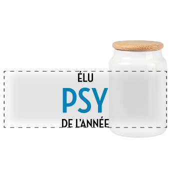 Psychologue / Psychiatre / Travail / Psychanalyste - Boîte à biscuits avec couvercle en bois - blanc - Devant