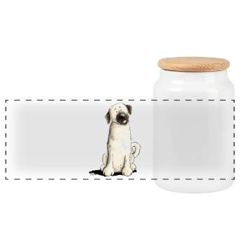 Funny Kangal I cartoon dog - Panoramic Cookie Jar with Wooden Lid - white - Front