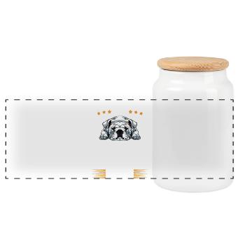Nur Bulldog Gespräche Heute - Panorama Keksdose mit Holzdeckel - Weiß - Vorne