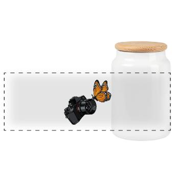 Only one girl loves photography - Panoramic Cookie Jar with Wooden Lid - white - Front