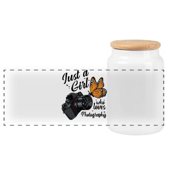 Le papillon rencontre la caméra - Boîte à biscuits avec couvercle en bois - blanc - Devant