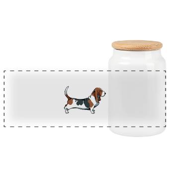 Beagle Love and Three Others - Panoramic Cookie Jar with Wooden Lid - white - Front