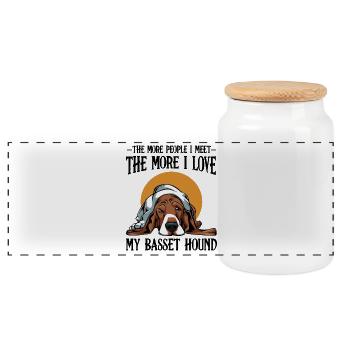 Cadeau de propriétaire de chien Basset Hound Cool énonciations - Boîte à biscuits avec couvercle en bois - blanc - Devant