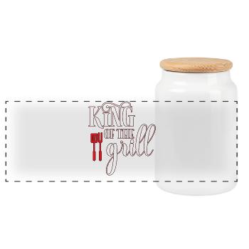 Grillkönig - Panoramic Cookie Jar with Wooden Lid - white - Front