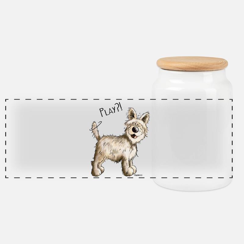 Play Berger Picard - Hund - Dog - Comic - Panorama Keksdose mit Holzdeckel - Weiß