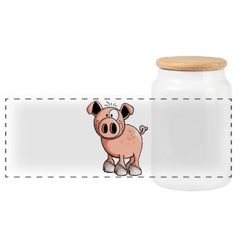 Rosa Ferkel - Schwein - Sau - Schweinchen - Comic - Panorama Keksdose mit Holzdeckel - Weiß - Vorne