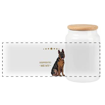 Meine Sucht: Deutscher Schäferhund - Panorama Keksdose mit Holzdeckel - Weiß - Vorne