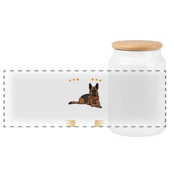 I only talk to my German Shepherd - Panoramic Cookie Jar with Wooden Lid - white - Front