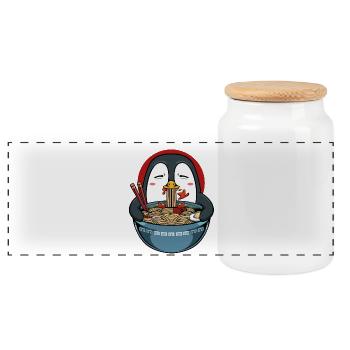 Magie des nouilles manchots - Boîte à biscuits avec couvercle en bois - blanc - Devant