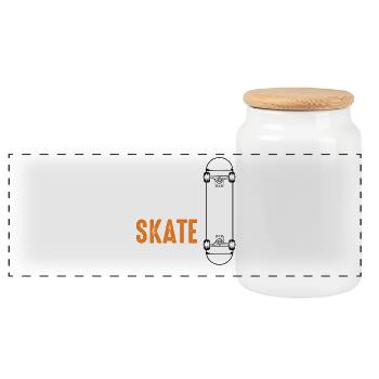 Eat Sleep Skate Repeat - Panorama Keksdose mit Holzdeckel - Weiß - Vorne