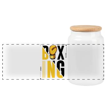 Logo du gant boxeur boxeur - Boîte à biscuits avec couvercle en bois - blanc - Devant