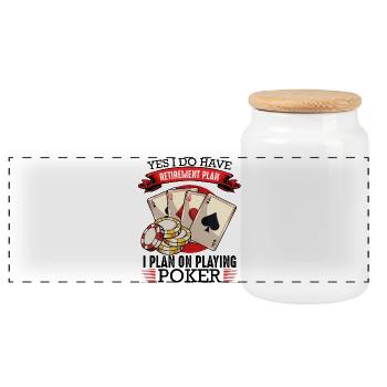 Ruhestandsplan Karten und Chips - Panorama Keksdose mit Holzdeckel - Weiß - Vorne