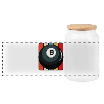 Billiard Achtball Retro - Panorama Keksdose mit Holzdeckel - Weiß - Vorne