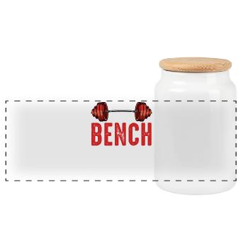 Bench Press Wut Motivator - Panorama Keksdose mit Holzdeckel - Weiß - Vorne