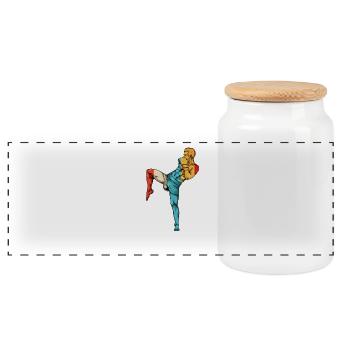 Kickboxing Kraftsilhouette - Panorama Keksdose mit Holzdeckel - Weiß - Vorne