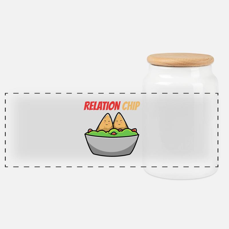 Humorvolle Avocado-Paare mit Relation Chip - Panorama Keksdose mit Holzdeckel - Weiß