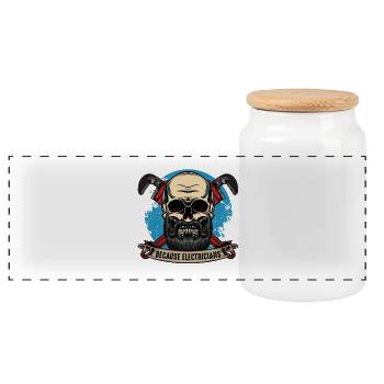 Motif de crâne des héros plombiers - Boîte à biscuits avec couvercle en bois - blanc - Devant