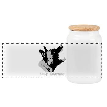 Watchdog Malinois Schaeferhund dog sport - Panoramic Cookie Jar with Wooden Lid - white - Front