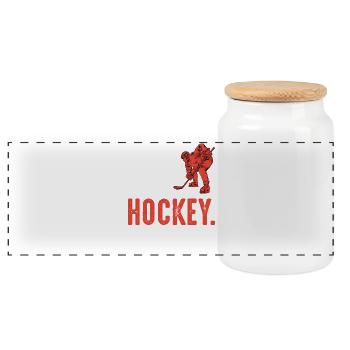 Eat Sleep Hockey Repeat - Panoramic Cookie Jar with Wooden Lid - white - Front