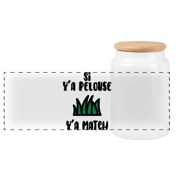 Si y'a pelouse y'a match ! Humour / Drôle - Boîte à biscuits avec couvercle en bois - blanc - Devant