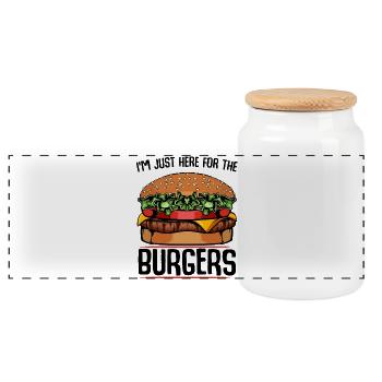 Illustration de cheeseburger - Boîte à biscuits avec couvercle en bois - blanc - Devant
