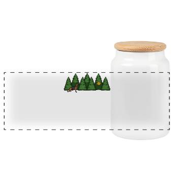Forest Dog Frisbee in the Green - Panoramic Cookie Jar with Wooden Lid - white - Front