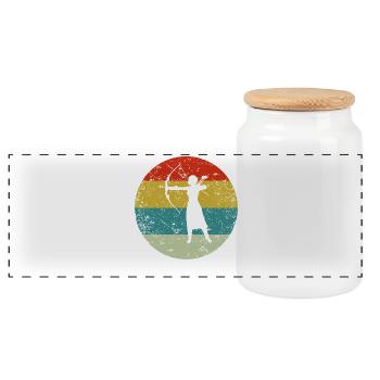retro vintage archery artemis vintage - Panoramic Cookie Jar with Wooden Lid - white - Front