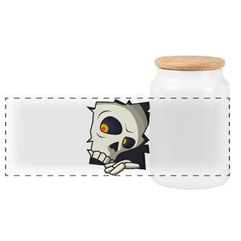 Skull - Panoramic Cookie Jar with Wooden Lid - white - Front