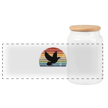 Rétro sourd - Boîte à biscuits avec couvercle en bois - blanc - Devant