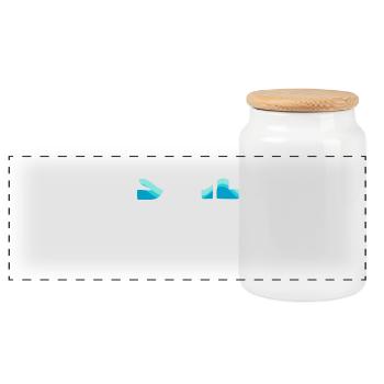 Sailboat silhouette by the sea - Panoramic Cookie Jar with Wooden Lid - white - Front
