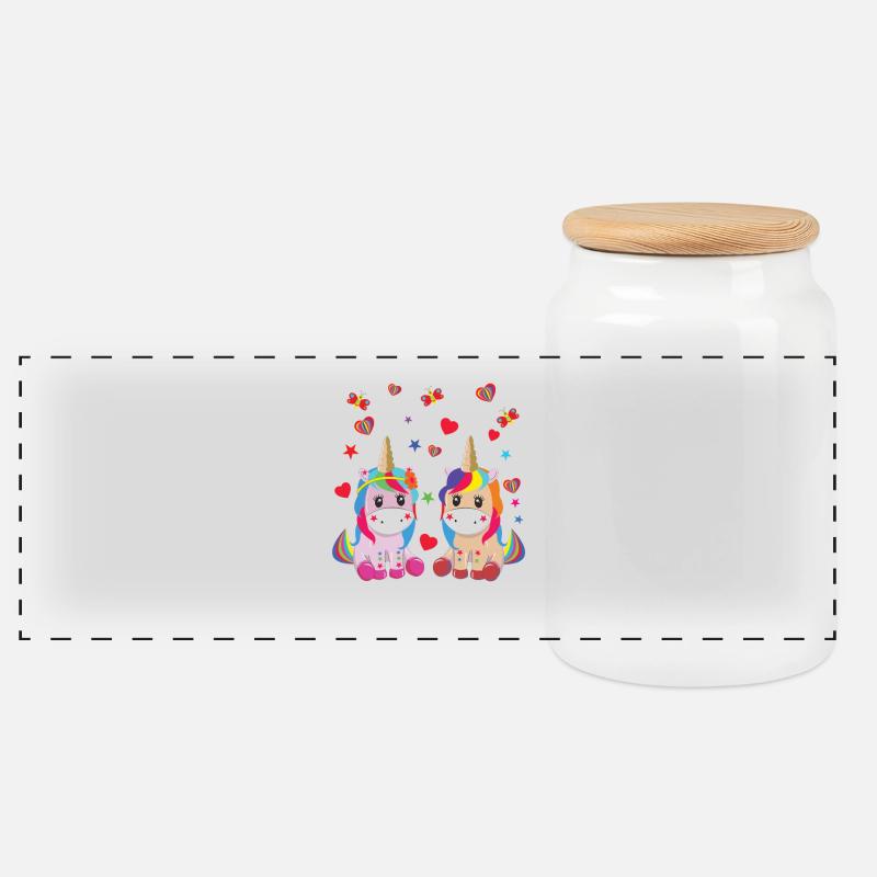 einhorn ,unicorn - Panorama Keksdose mit Holzdeckel - Weiß