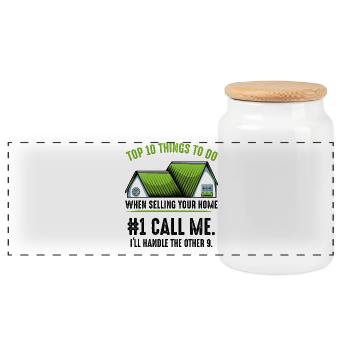 Top 10 Things to Do – Green Roofs - Panoramic Cookie Jar with Wooden Lid - white - Front