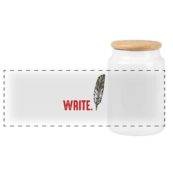 Mange, Dors, Écris, Répète, Motivation - Boîte à biscuits avec couvercle en bois - blanc - Devant