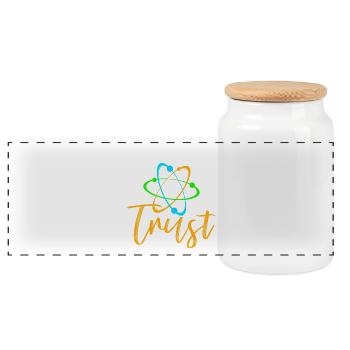 En science en laquelle nous avons confiance – Conception atomique - Boîte à biscuits avec couvercle en bois - blanc - Devant