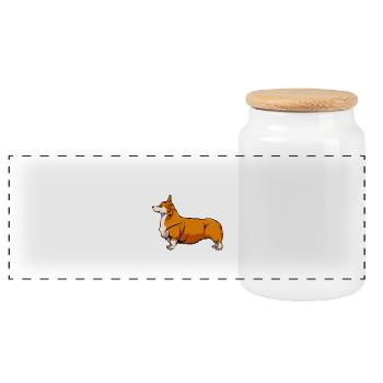 My Corgi Love And Three Others - Panoramic Cookie Jar with Wooden Lid - white - Front