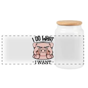 Wütendes Schwein Fingerzeig - Panorama Keksdose mit Holzdeckel - Weiß - Vorne