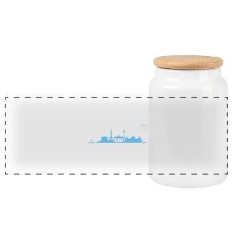 Berlin Heartbeat EKG Spree capital - Boîte à biscuits avec couvercle en bois - blanc - Devant