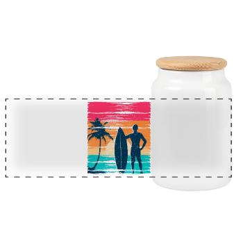 Surfer Sunset Retro - Panorama Keksdose mit Holzdeckel - Weiß - Vorne
