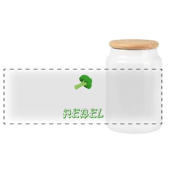 Plant Based Rebel - Panoramic Cookie Jar with Wooden Lid - white - Front