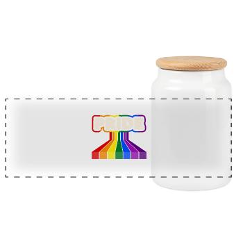 Pride Regenbogen Block-Design - Panorama Keksdose mit Holzdeckel - Weiß - Vorne