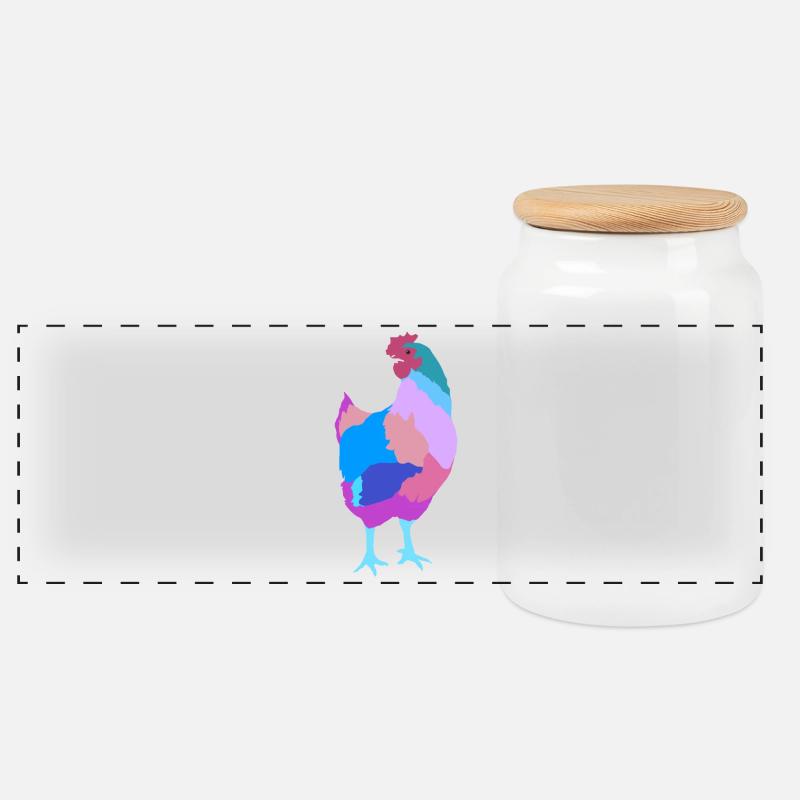 Poule poulet - Boîte à biscuits avec couvercle en bois - blanc