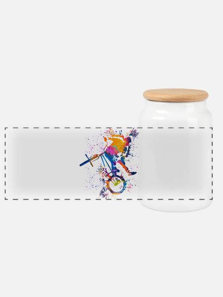 BMX / Bmx / bmx / Geschenkidee / Geburtstag - Panorama Keksdose mit Holzdeckel - Weiß