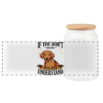 Héros chien avec la bannière Golden Retriever - Boîte à biscuits avec couvercle en bois - blanc - Devant