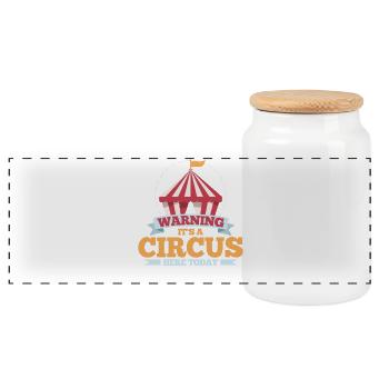 cirque - Boîte à biscuits avec couvercle en bois - blanc - Devant