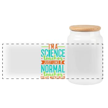 Science - Panoramic Cookie Jar with Wooden Lid - white - Front
