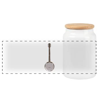 Banjo - Banjo simple - Boîte à biscuits avec couvercle en bois - blanc - Devant