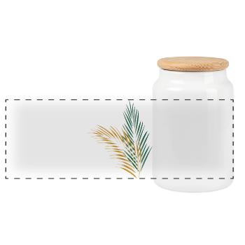 une feuille de palme verte et une feuille de palme d’or - Boîte à biscuits avec couvercle en bois - blanc - Devant