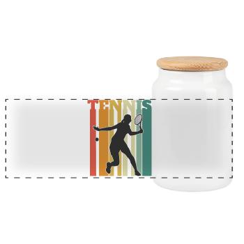 Tennis Féminin Rétro - Boîte à biscuits avec couvercle en bois - blanc - Devant