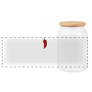 Spicy Pepper Typografie - Panorama Keksdose mit Holzdeckel - Weiß - Vorne